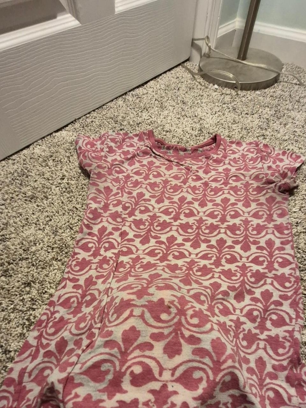 Girls Pink Patterned Short-Sleeve Top